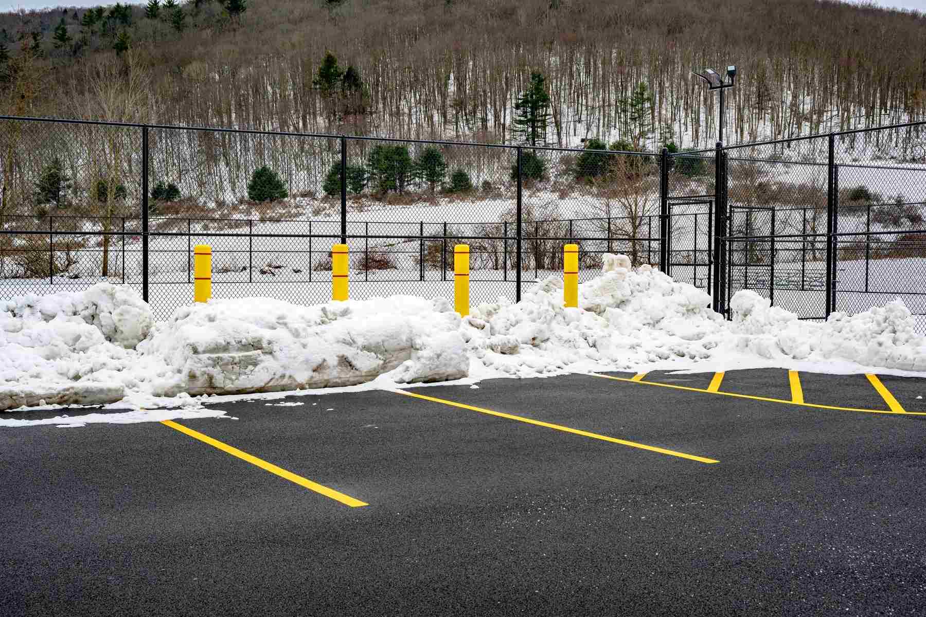 Snow-covered parking lot